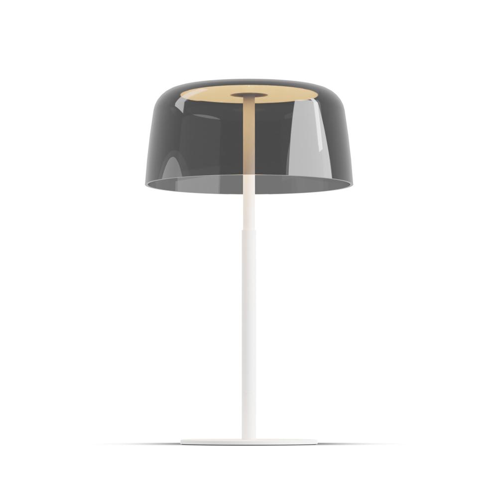 Koncept Lighting YUT-SW-MWT+SDGY Yurei Table Lamp (Matte White) with 14" Acrylic Shade, Dark Gray